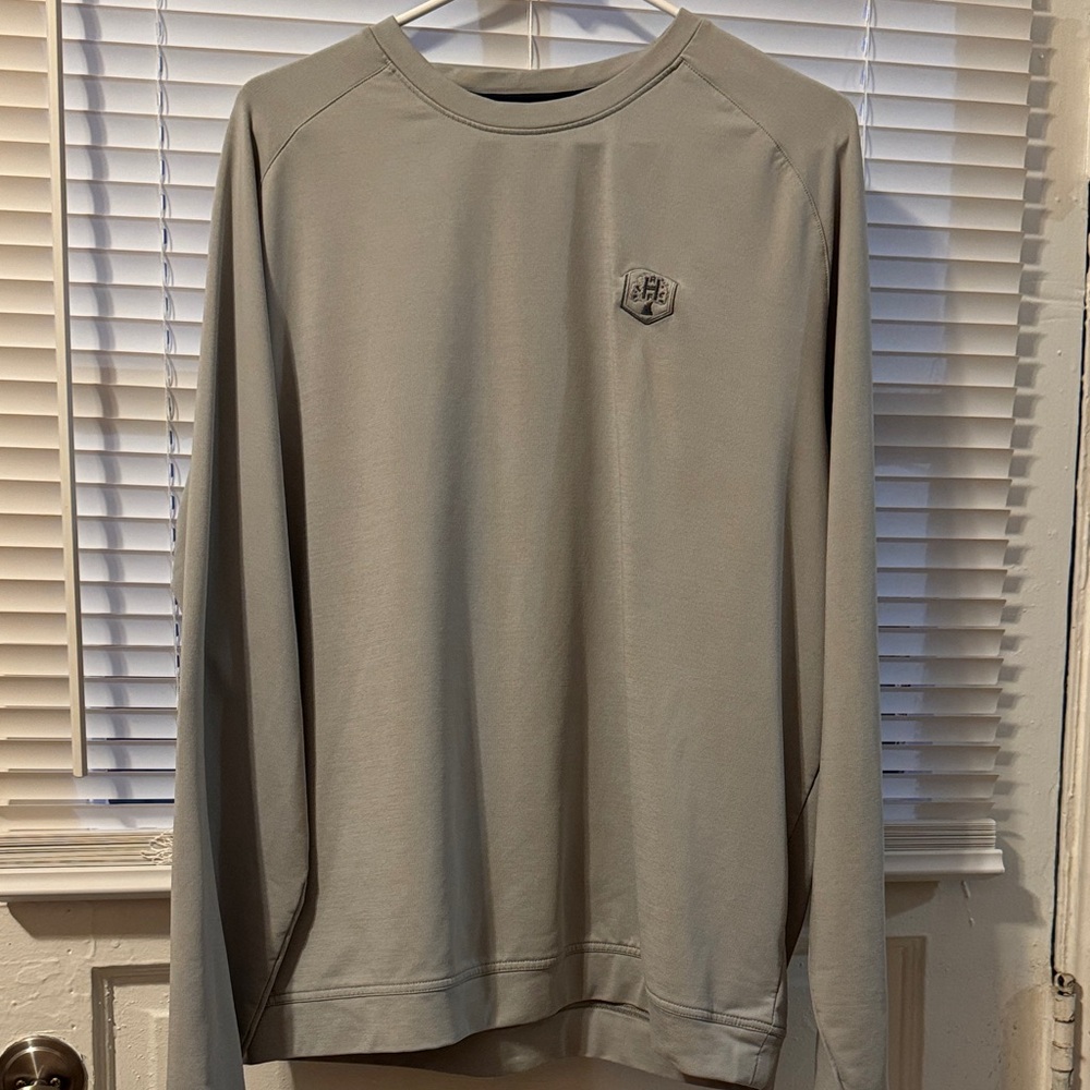 Peter Millar Light Gray Crewneck Long-Sleeve Shirt